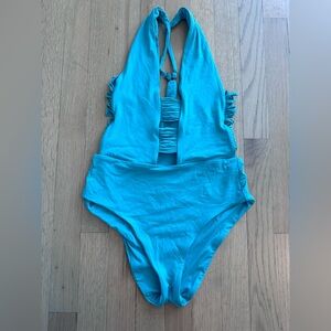 Turquoise Halter One-Piece Swimsuit - Women